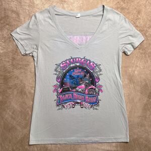 Sturgis Black Hills Rally Eagle Motorcycle Fitted T-Shirt Gray V Neck Biker 2017